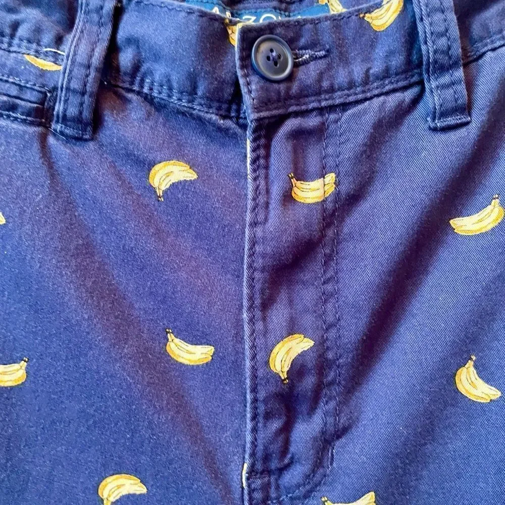 BLUE WITH BANANAS FLEX CLASSIC FIT SHORTS BY ARIZONA JEAN CO SIZE 34 EUC